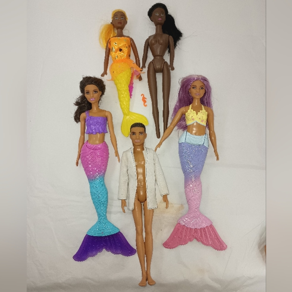 Lot Of 5 Black Mermaid Barbie Dolls